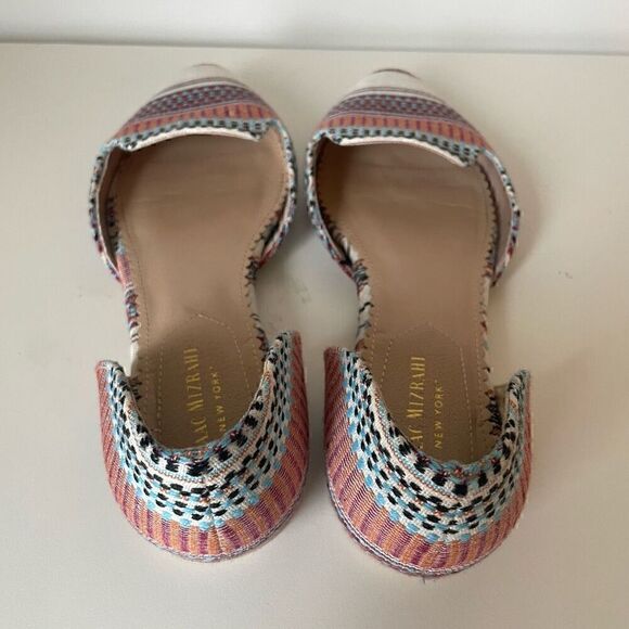 ISAAC MIZRAHI Pointy Toe Flats Womens Size 8 Canvas Stripe Aztec Boho Sandals - Picture 9 of 9